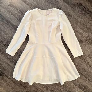 Gal Meets Glam Celeste Long Sleeve Cream Fit & Flare Dress
